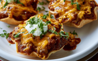 Ugnsbakade 3-ingredienser chili skopor med nötkött