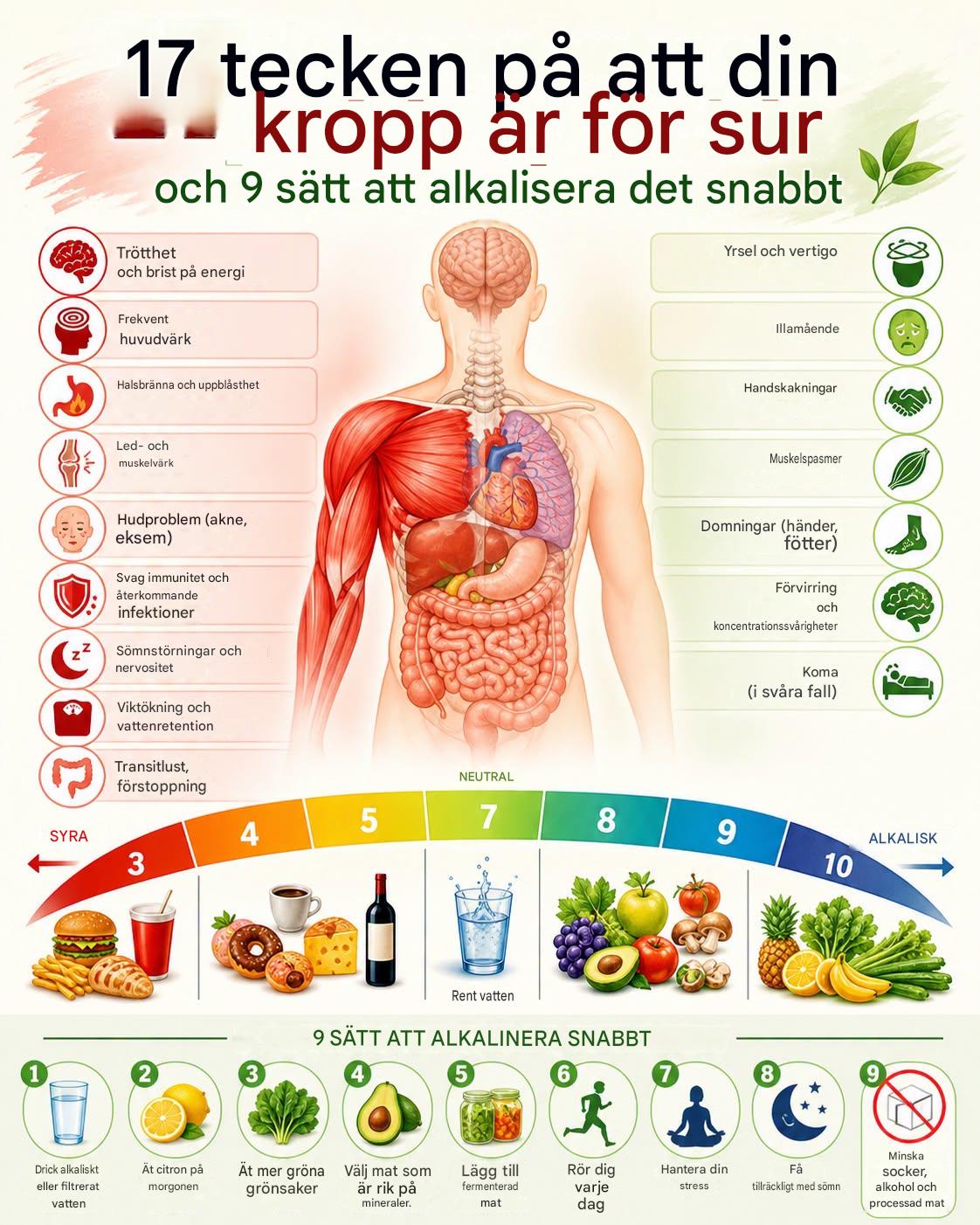 17 tecken på att din kropp är för sur och 9 sätt att alkalisera den snabbt