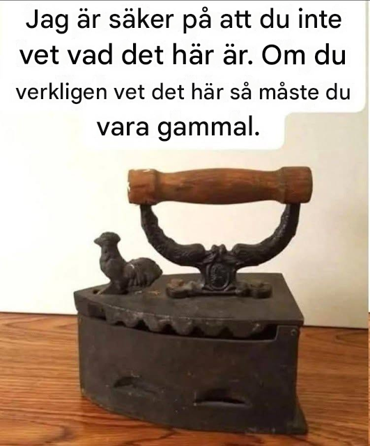 Det “mystiska” föremålet på bilden: Ett strykjärn med kolslang