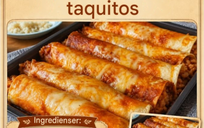 Taquitos med nötkött, ost och ris