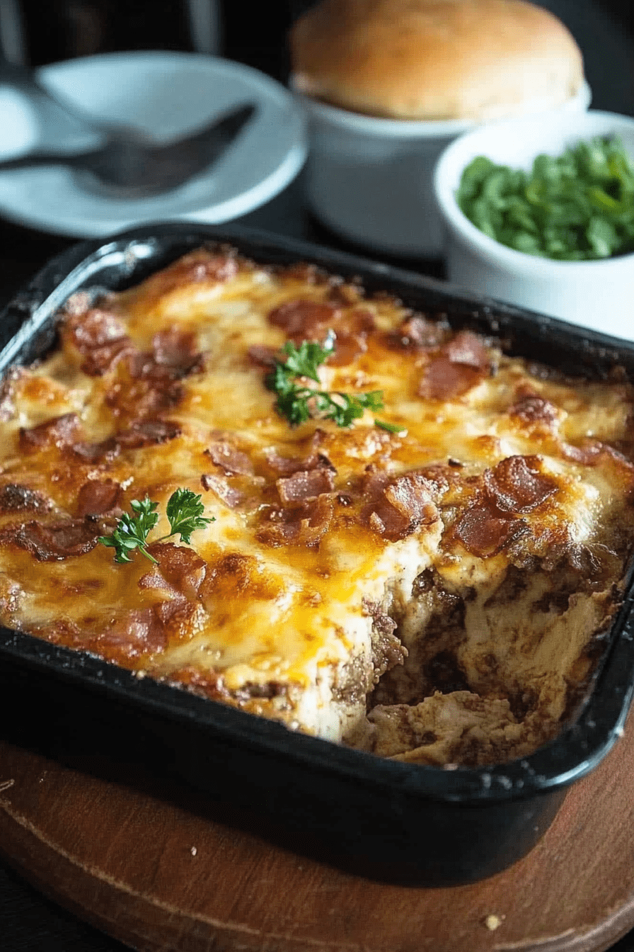 Lågkolhydrat- och baconostburgargryta