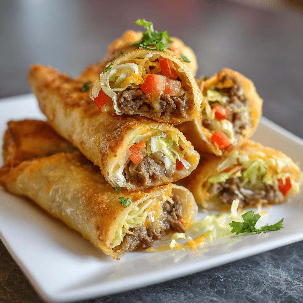 Cheesesteak-äggrullstacos