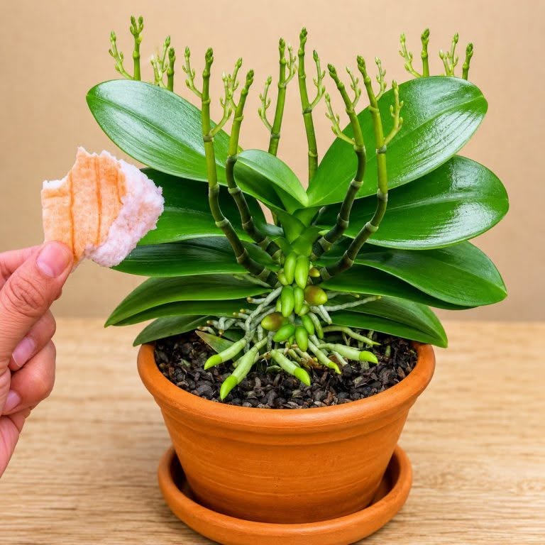 Placera en bit under en orkidé: 100 nya skott kommer att växa och blomma året runt!