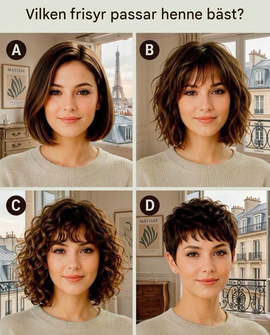 Vilken frisyr passar henne bäst? 💇‍♀️ A, B, C eller D?