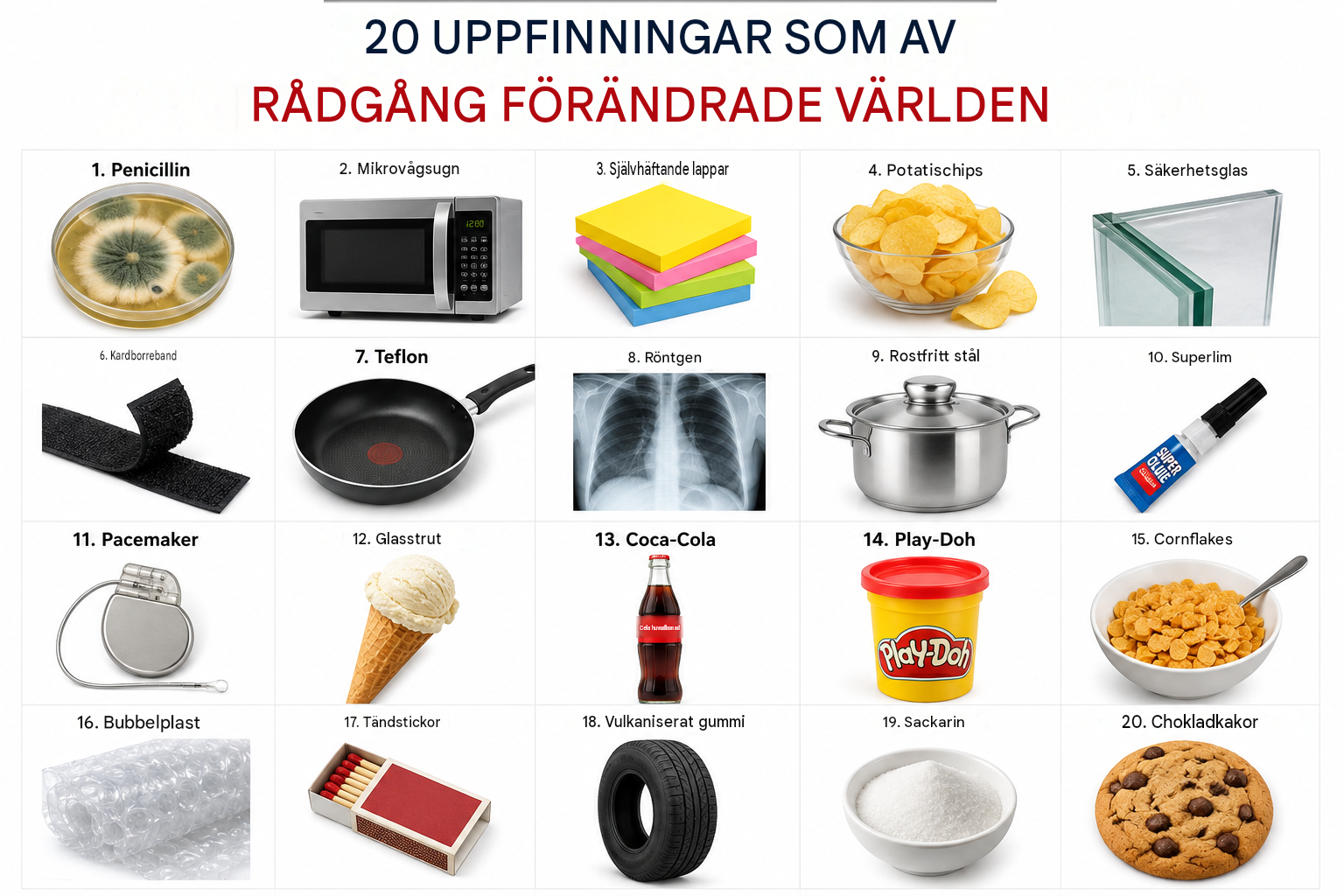 20 uppfinningar som av misstag förändrade världen för alltid